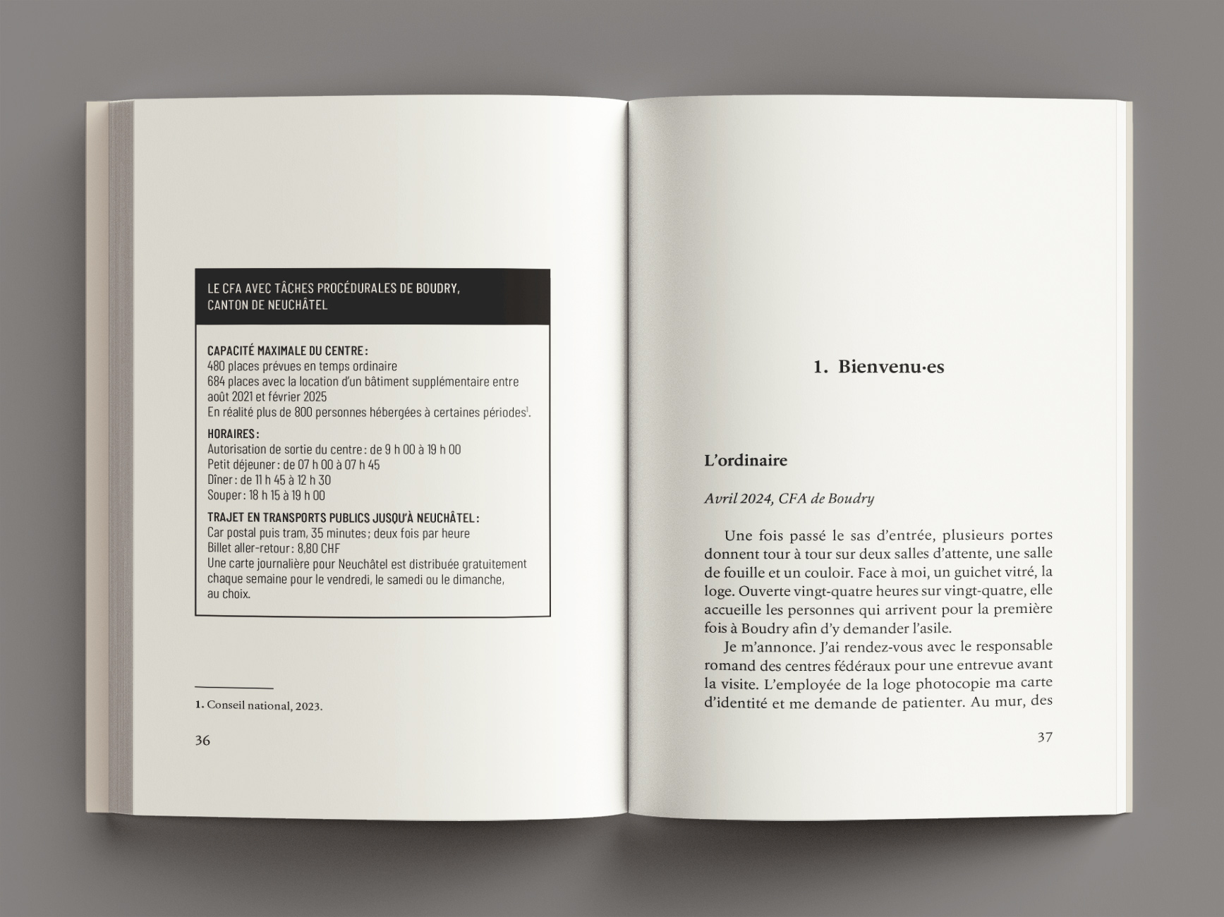 <i>Les centres fédéraux d’asile</i>, Megane Lederrey, 2026, p. 36-37