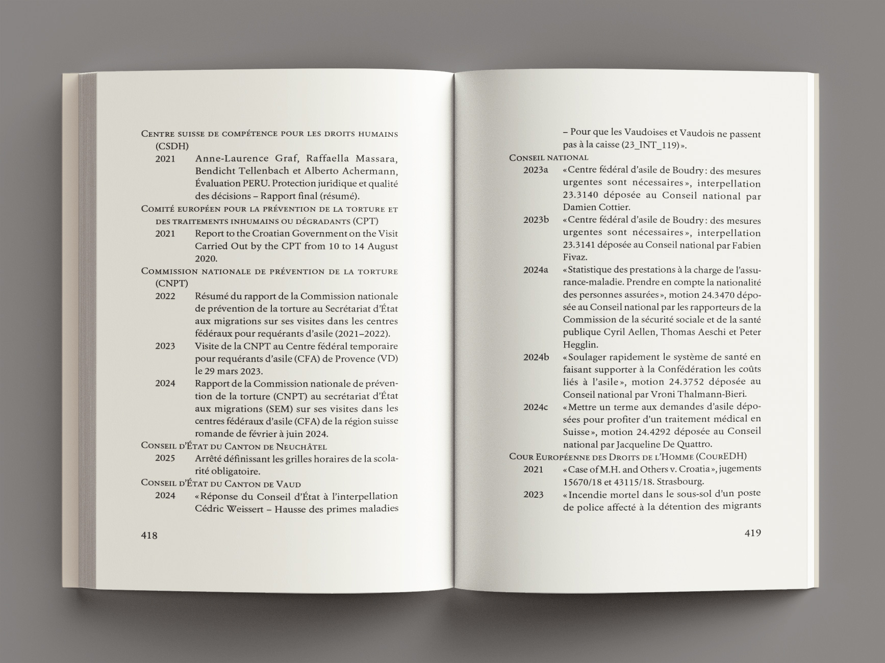 <i>Les centres fédéraux d’asile</i>, Megane Lederrey, 2026, p. 418-419