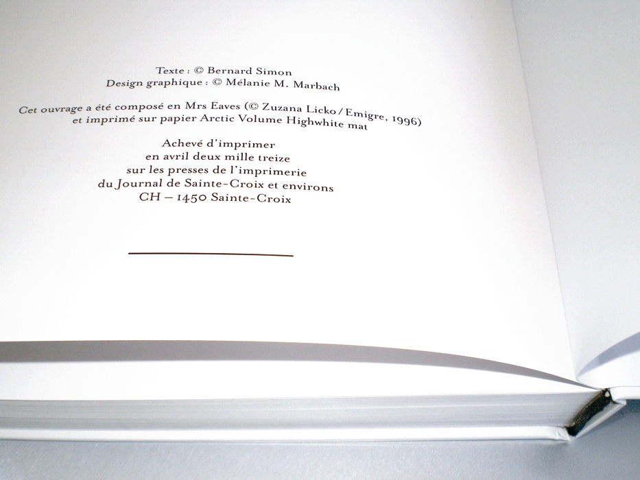 Intrieur du livre, colophon
