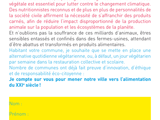 verso de la carte-pétition, présentation des arguments environnementaux et éthiques en faveur de l'alternative végétarienne/végétalienne.