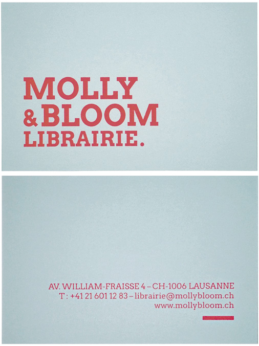 recto et verso de la carte de visite. 2 couleurs Pantone, Warm Red + 5445