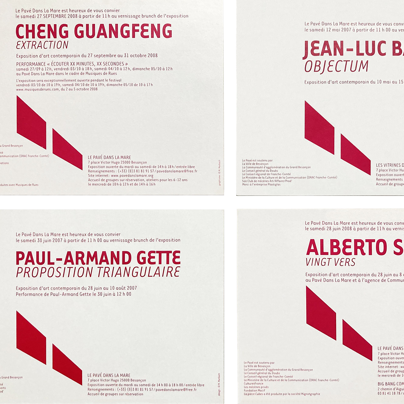 Cartons d'invitation des expositions