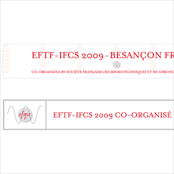 Calicot et cartouche pour stand Forum Europe Temps-frquence